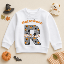 Personalised Halloween Initial Pumpkin & Ghost Sweatshirt for Kids