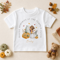 Personalised Halloween Autumn Teddy Bear Pumpkin Patch T-Shirt for Kids