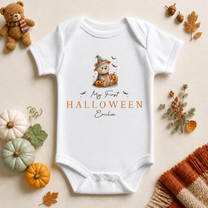 Personalised My First Halloween Witch Hat Teddy Bear Baby Bodysuit for Kids