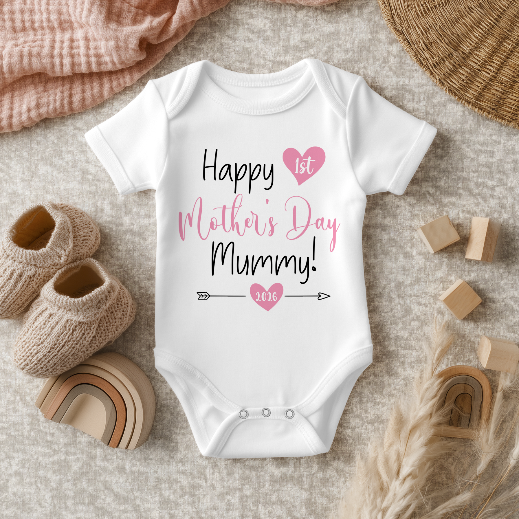 Happy 1st Mother's Day Mummy Girl Baby Bodysuit