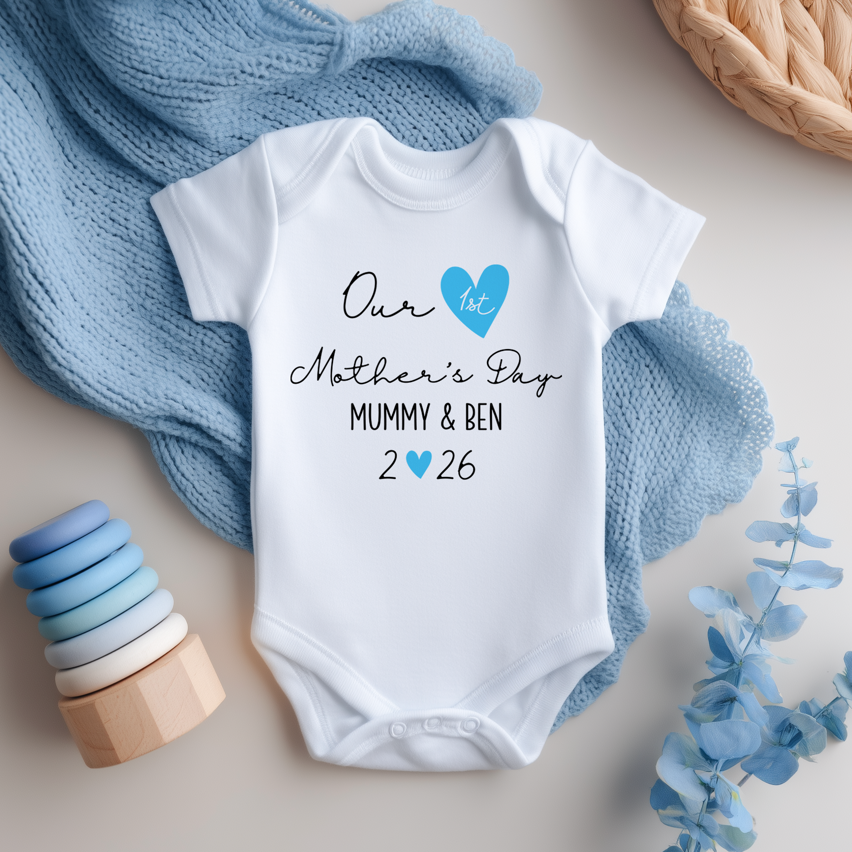 Our 1st Mother's Day Boy Personalised Baby Bodysuit