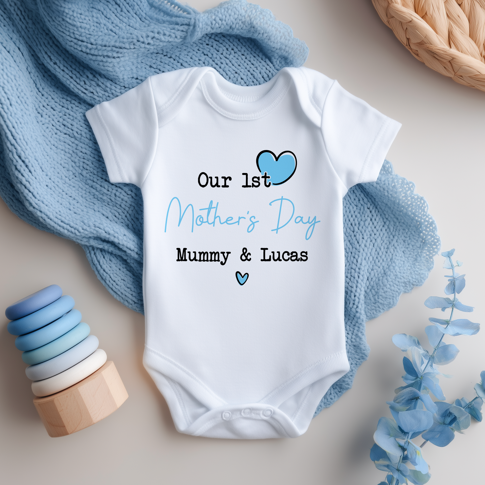 Our 1st Mother's Day Blue Boy Personalised Baby Bodysuit