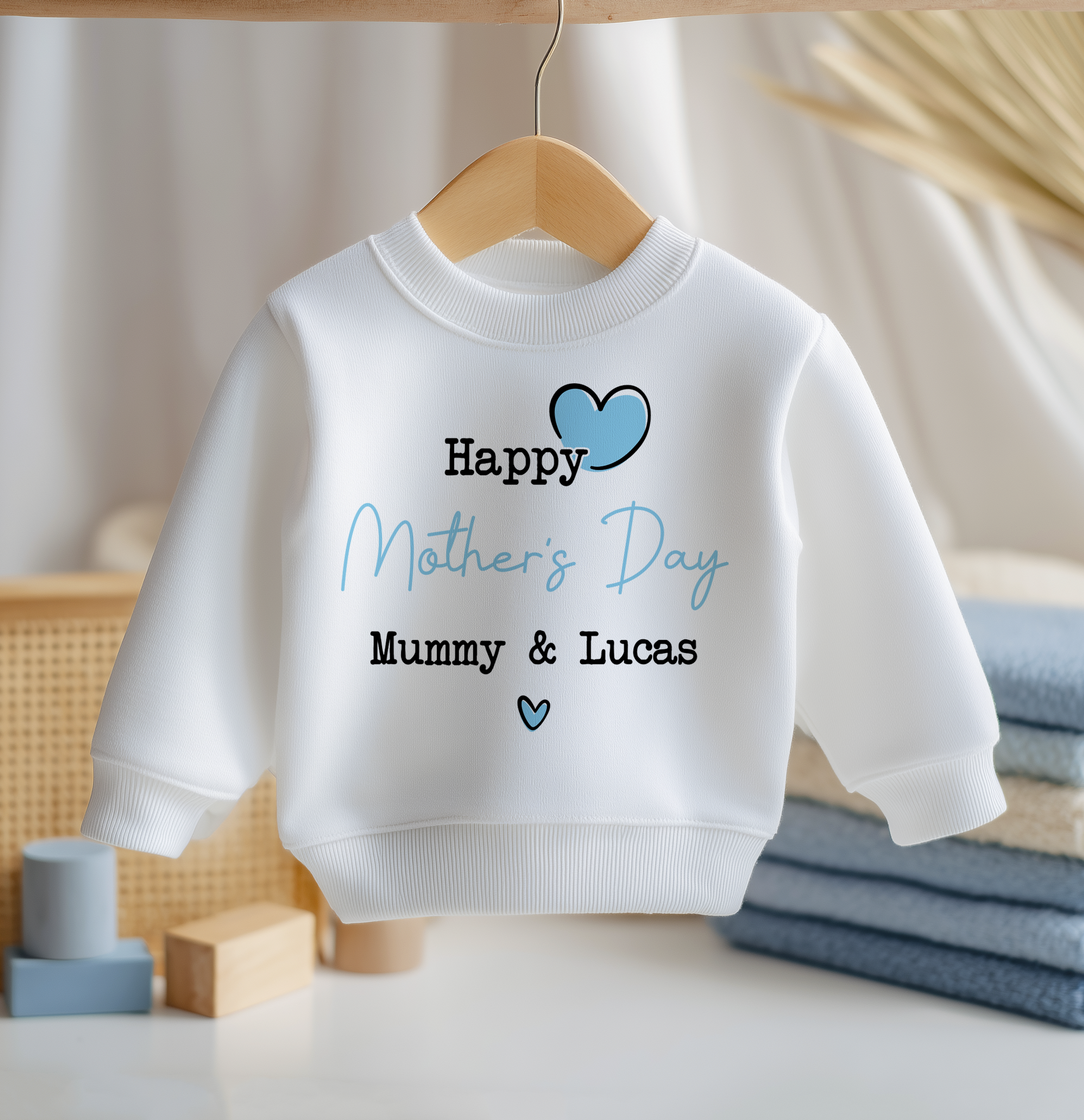 Mother's Day Blue Boy Personalised Toddler & Kids Sweatshirt