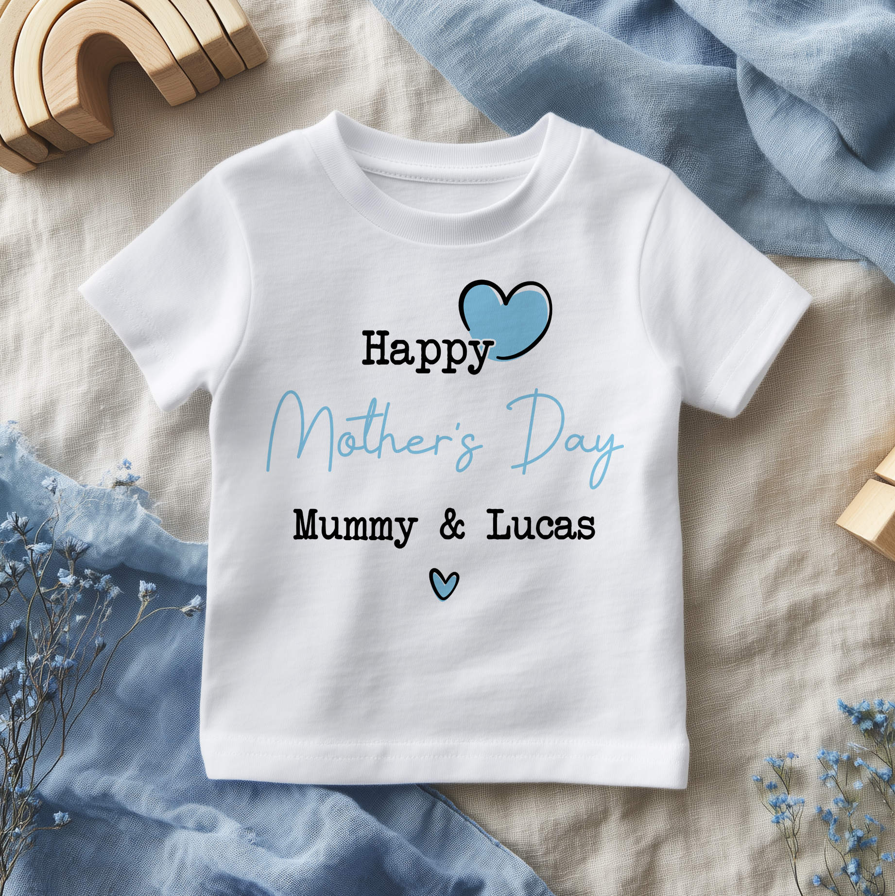 Mother's Day Blue Boy Personalised Toddler & Kids T Shirt