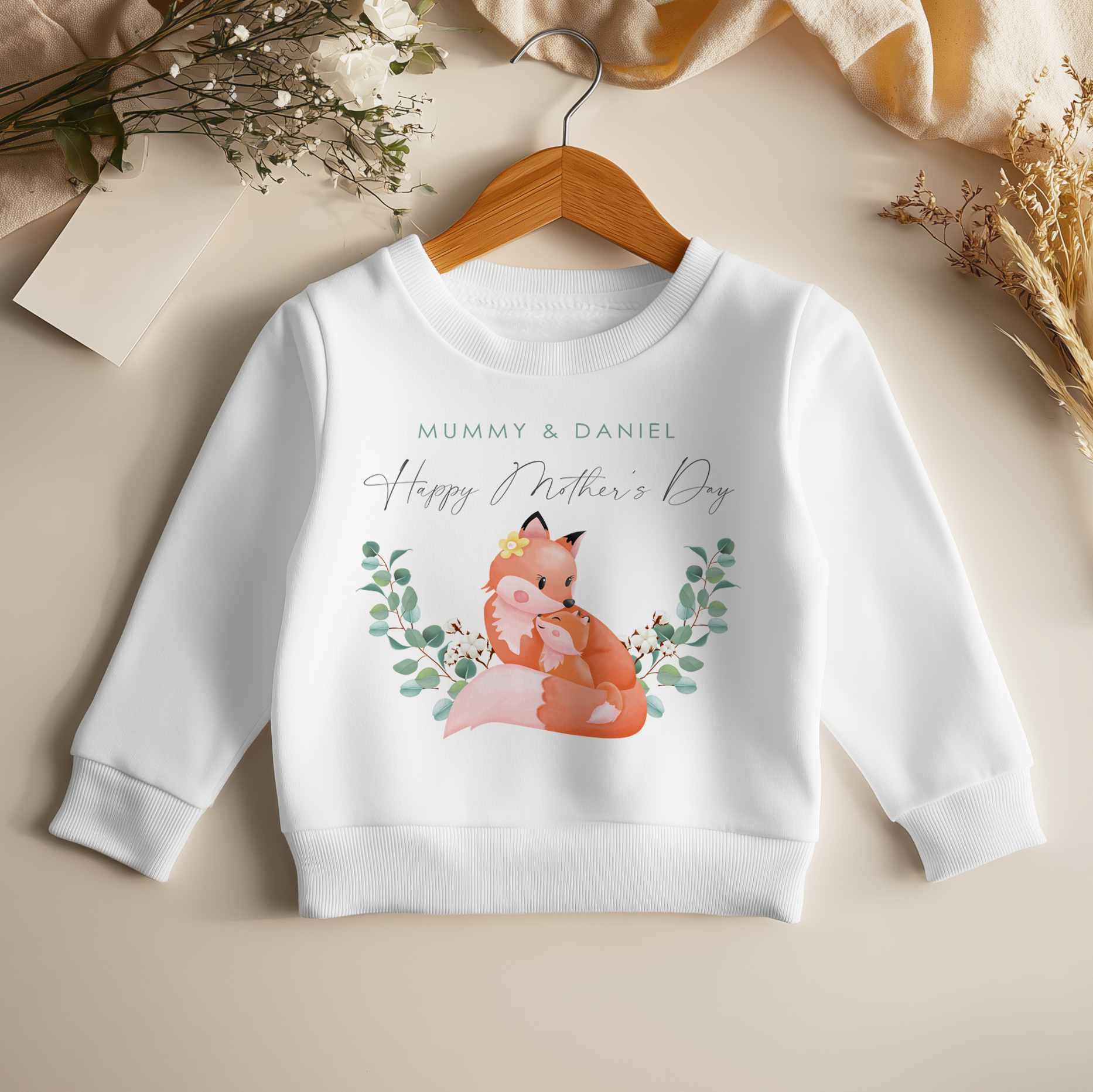 Mother's Day Cute Fox Personalised Toddler & Kids Sweatshirt