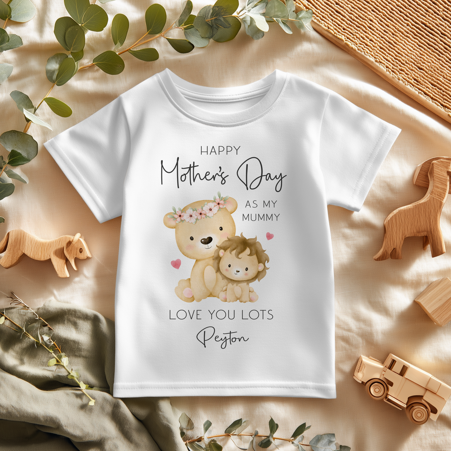 Mother's Day Cute Lions Personalised Toddler & Kids T Shirt