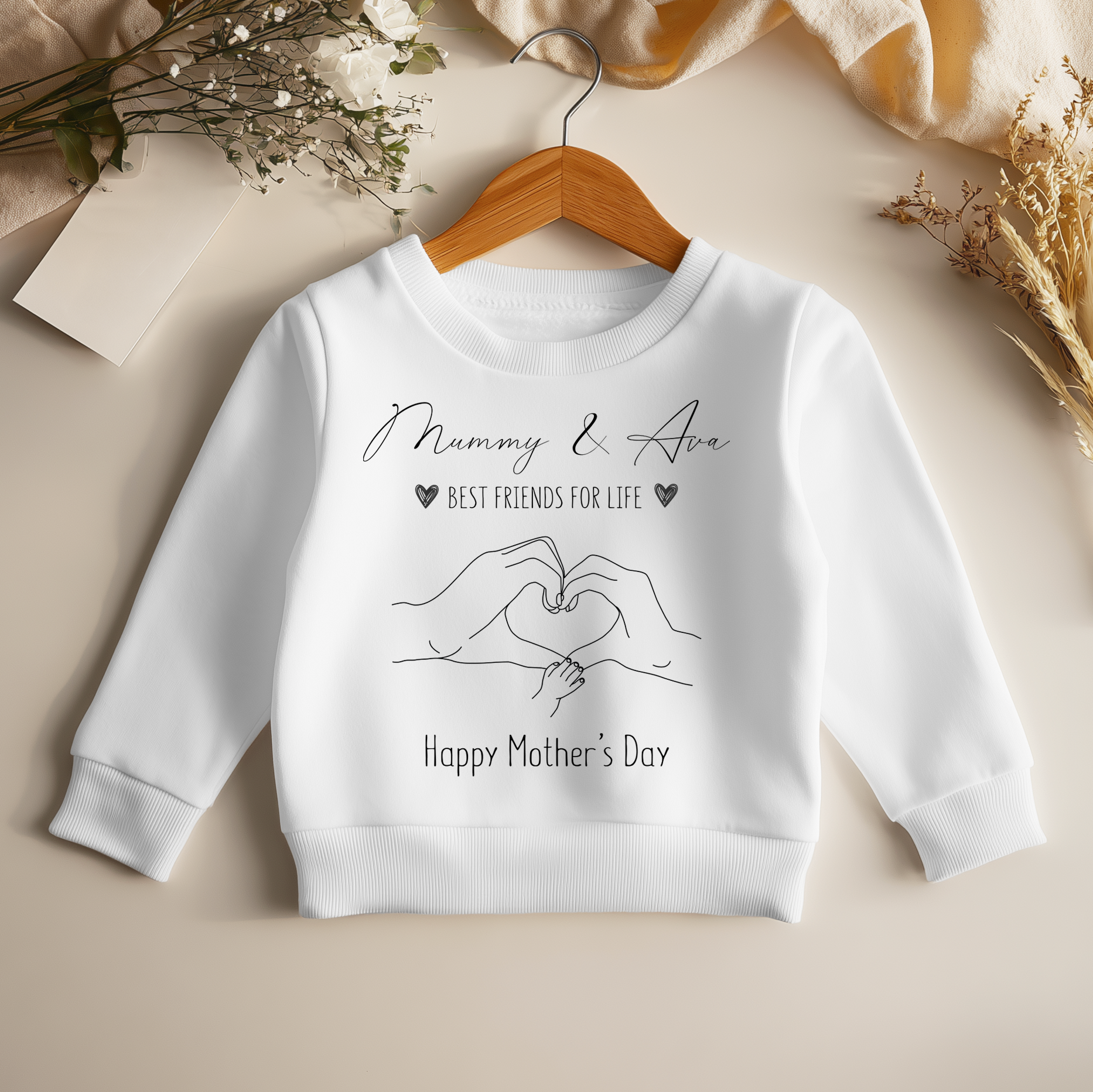 Mother's Day Heart Hands Sketch Personalised Toddler & Kids Sweatshirt