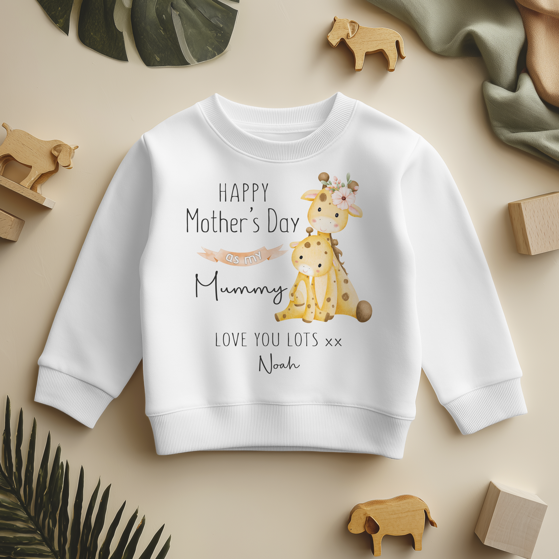 Mother's Day Cute Giraffe Personalised Toddler & Kids Sweatshirt