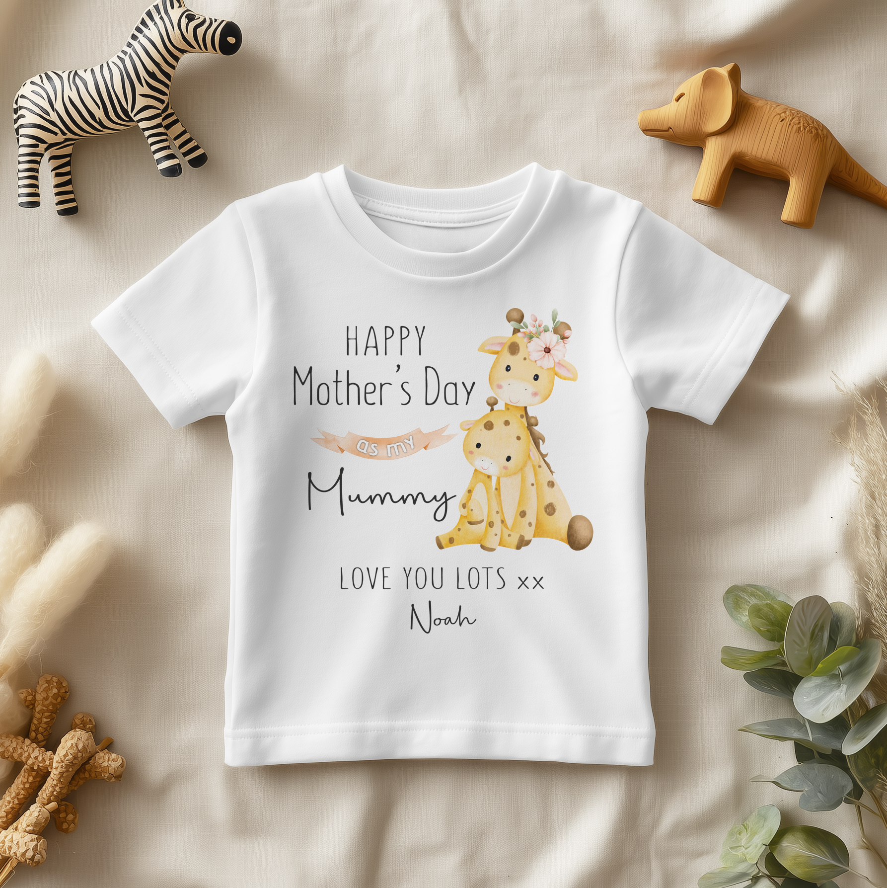 Mother's Day Cute Giraffe Personalised Toddler & Kids T Shirt