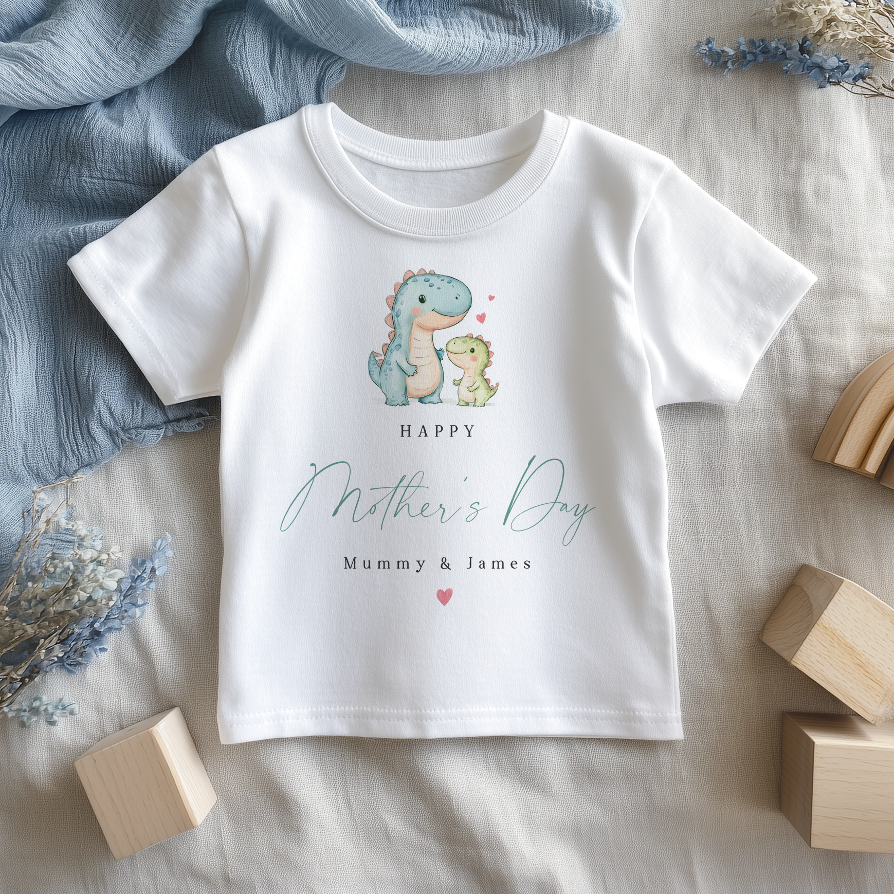 Mother's Day Cute Dinosaurs Personalised Toddler & Kids T Shirt