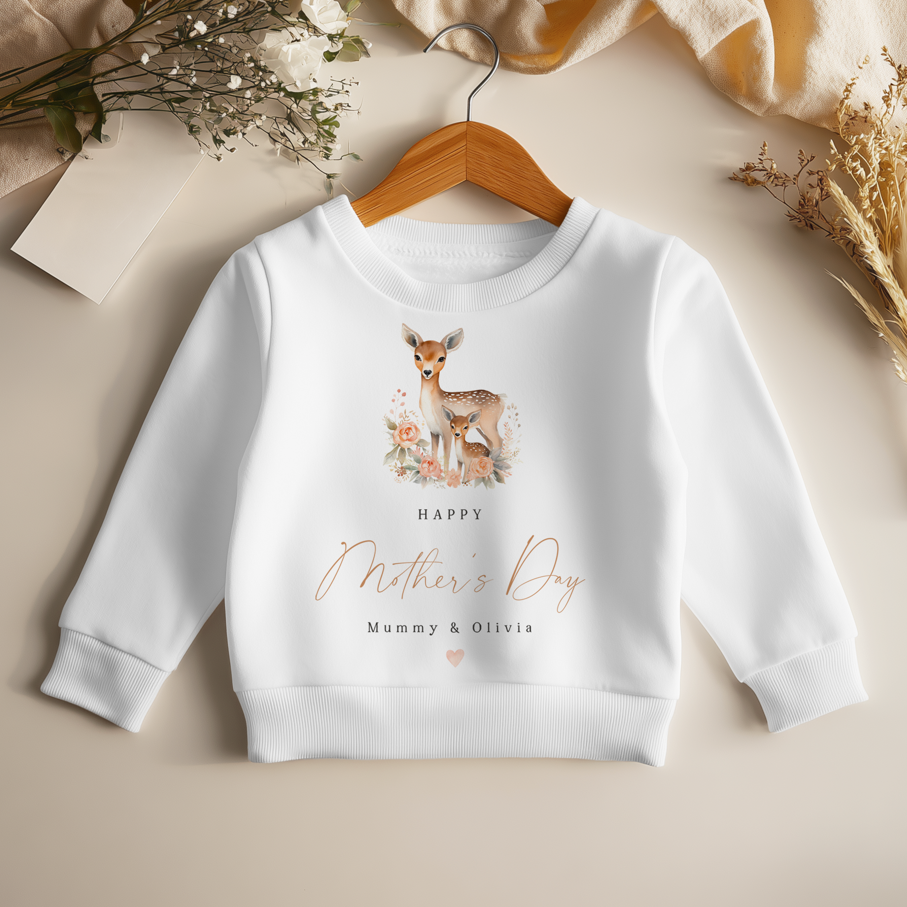 Mother's Day Cute Deer Personalised Toddler & Kids Sweatshirt