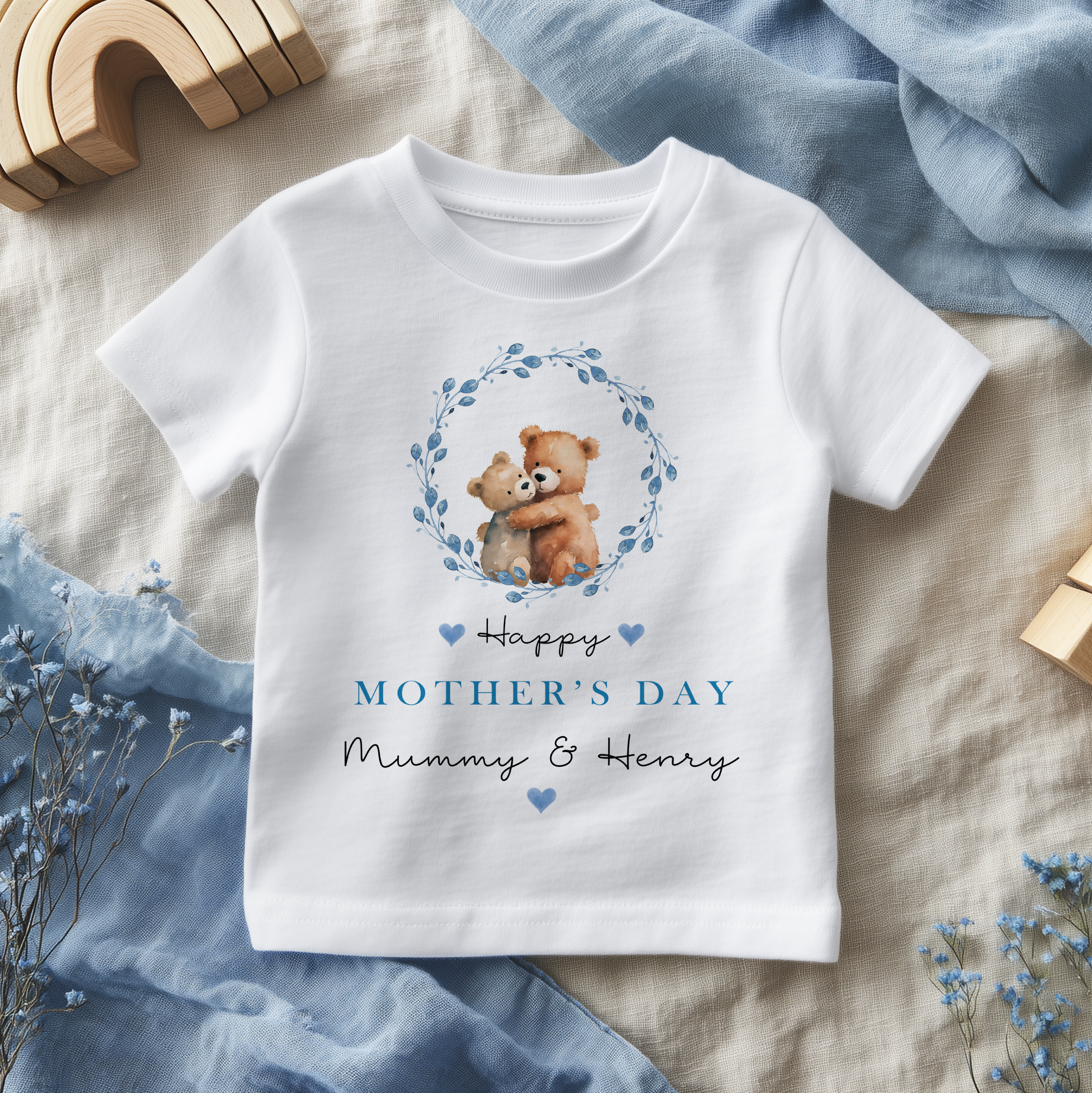 Mother's Day Boy Bear Personalised Toddler & Kids T Shirt