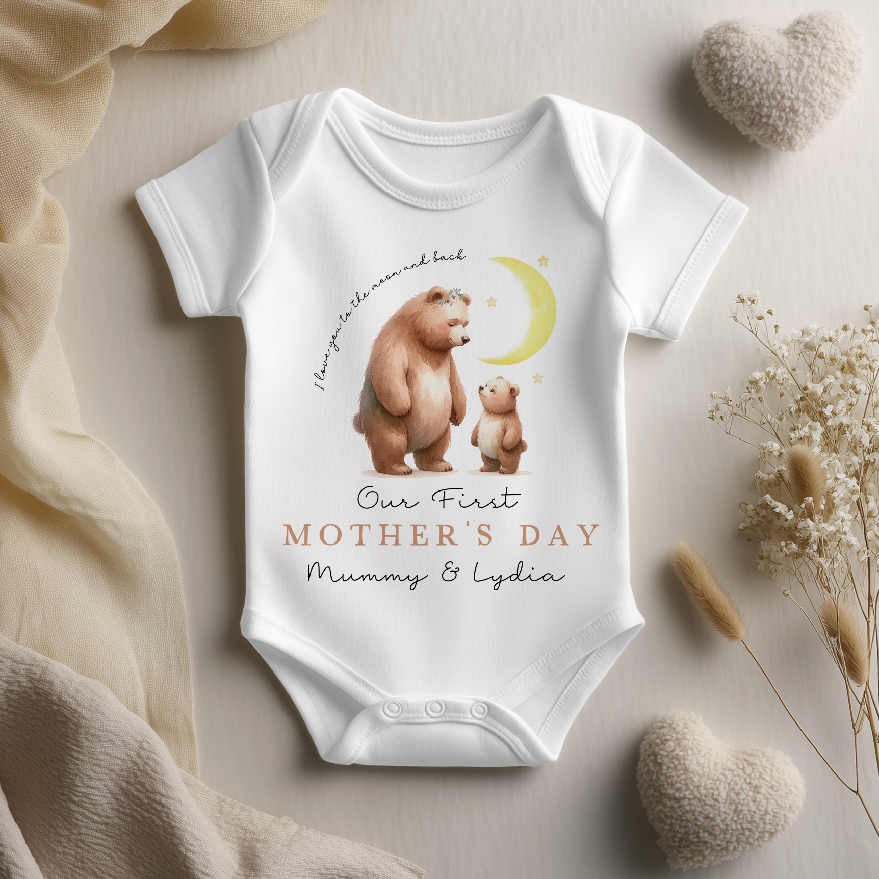 Our First Mother's Day Bear Personalised Baby Bodysuit