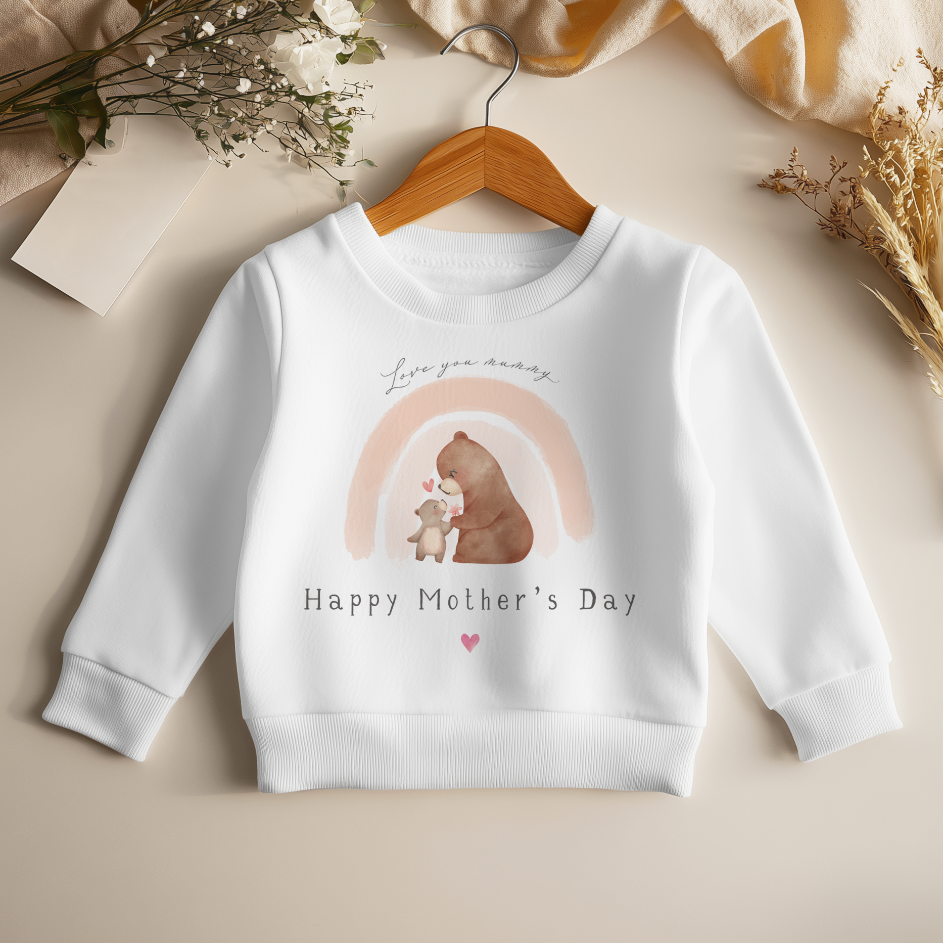 Mother's Day Cute Bear Rainbow Toddler & Kids Sweatshirt