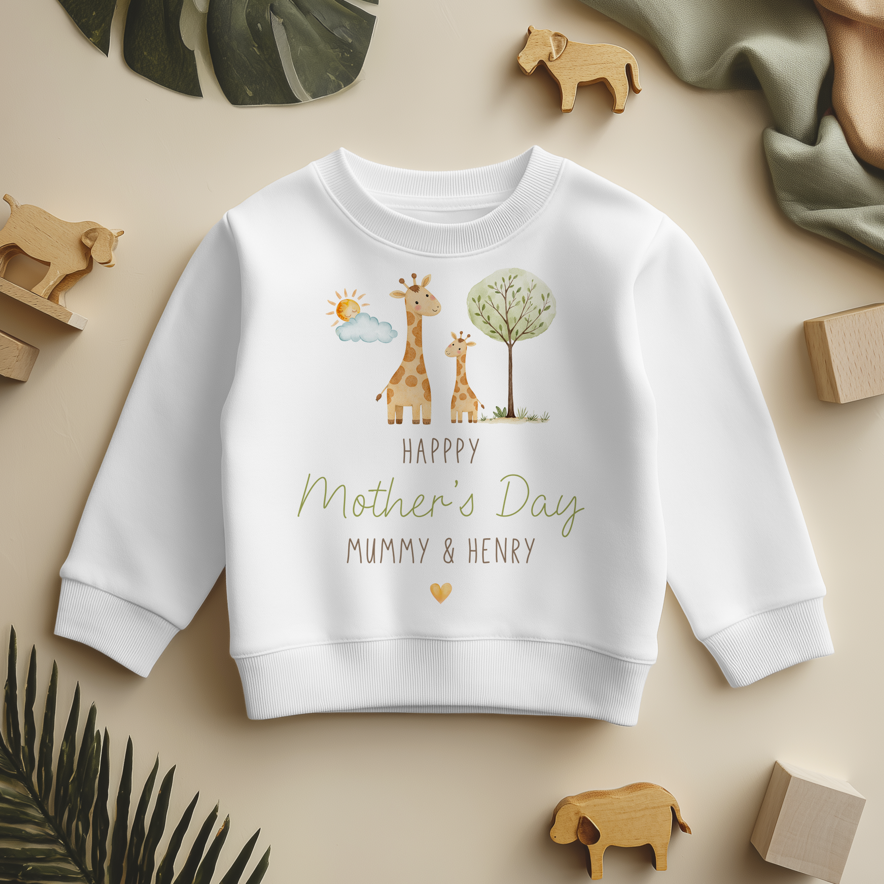 Mother's Day Cute Giraffes Personalised Toddler & Kids Sweatshirt