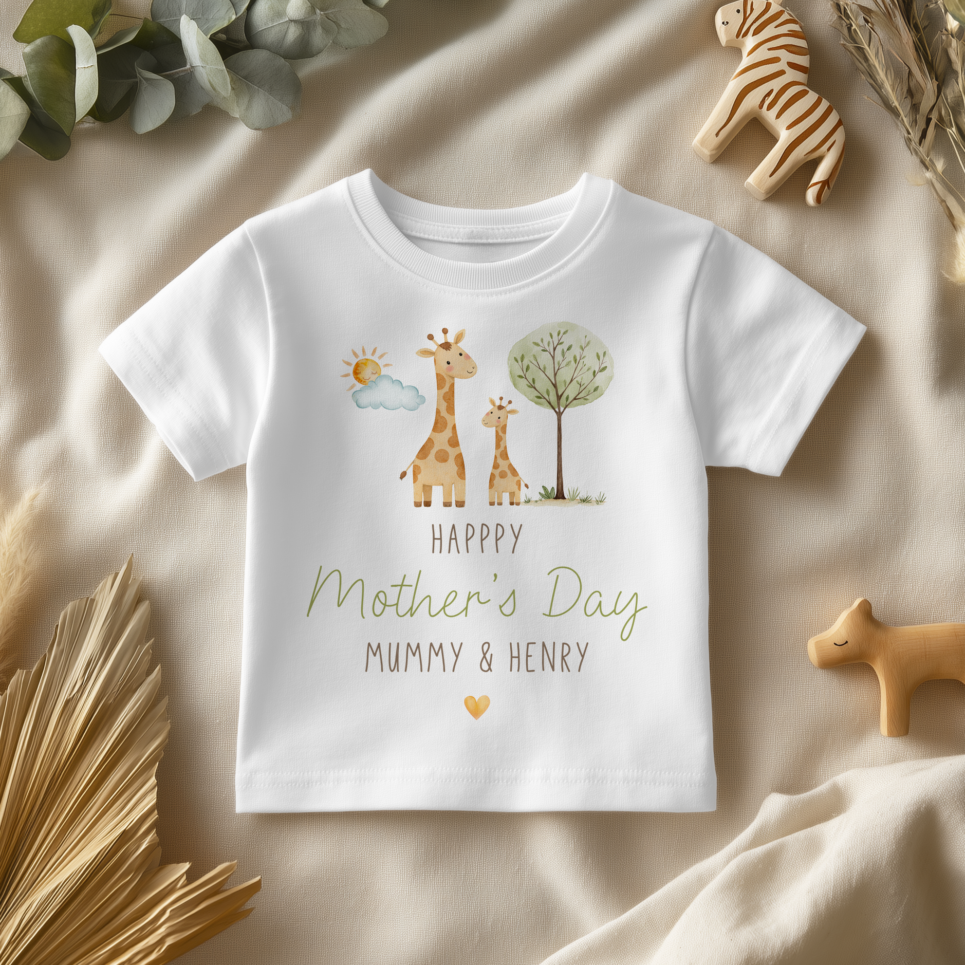 Mother's Day Cute Giraffes Personalised Toddler & Kids T Shirt