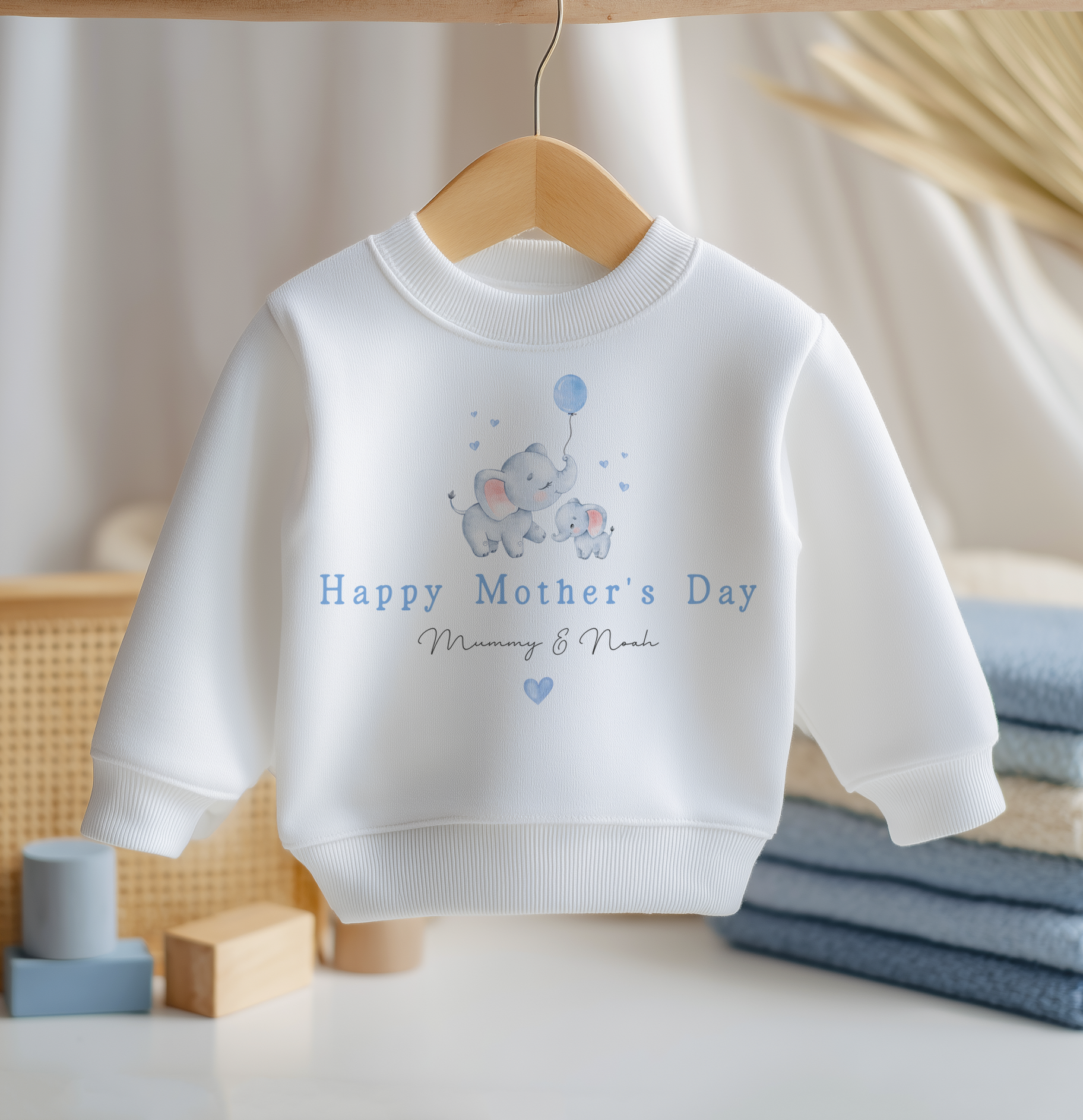 Mother's Day Cute Elephant Boy Personalised Toddler & Kids Sweatshirt