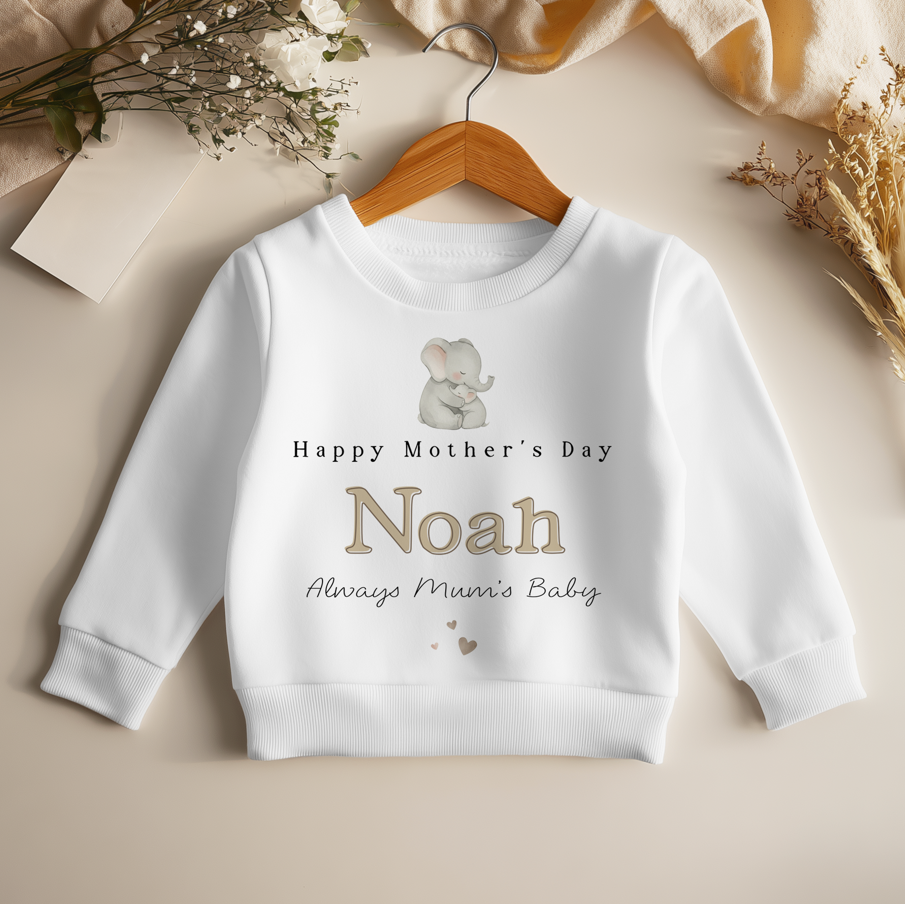 Mother's Day Cute Elephants Personalised Toddler & Kids Sweatshirt