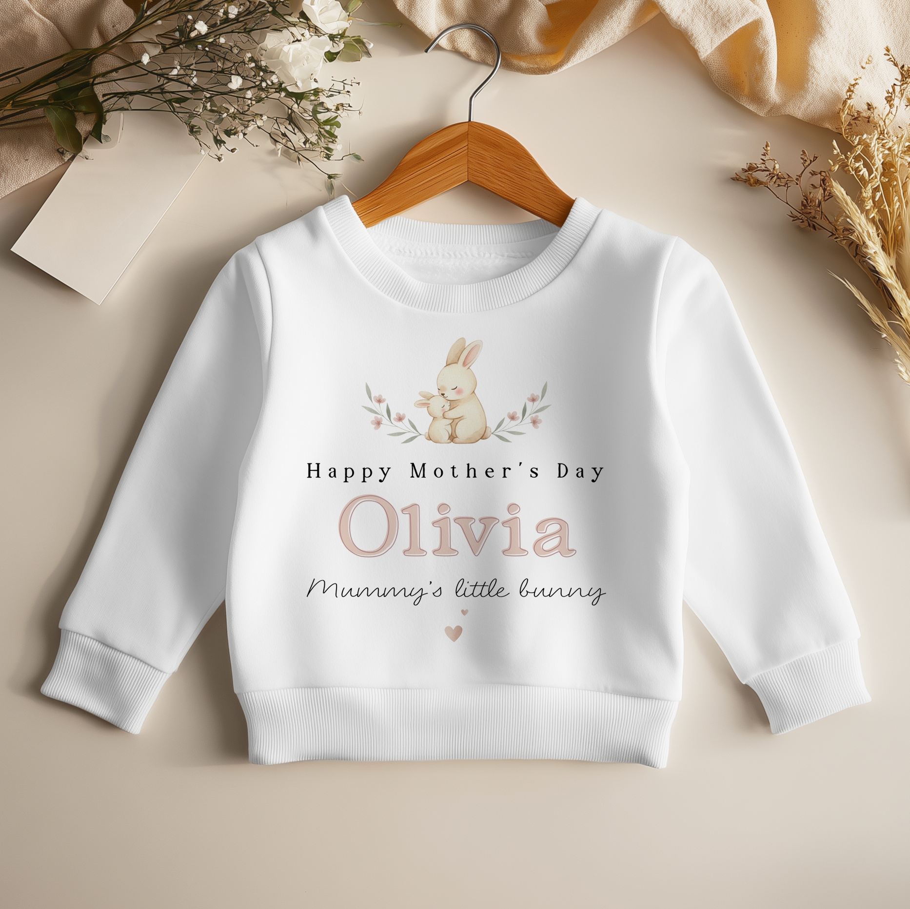 Mother's Day Cute Bunny Theme Personalised Toddler & Kids Sweatshirt