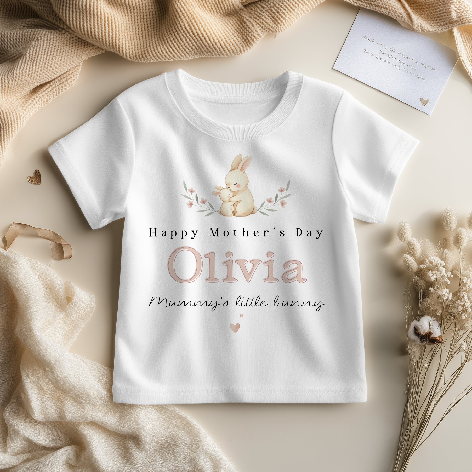 Mother's Day Cute Bunny Theme Personalised Toddler & Kids T Shirt