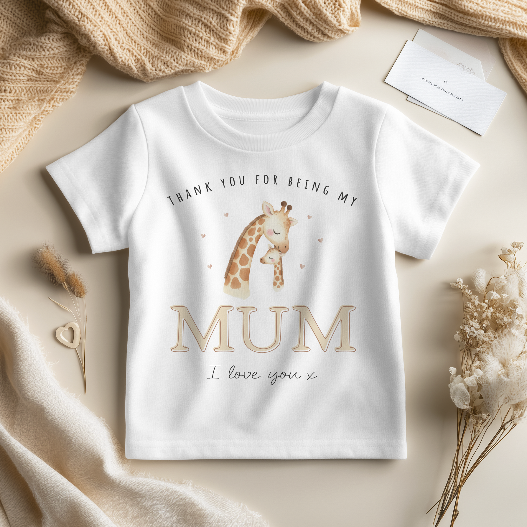 Thank You For Being My Mum Giraffe Theme Mother's Day Toddler & Kids T Shirt