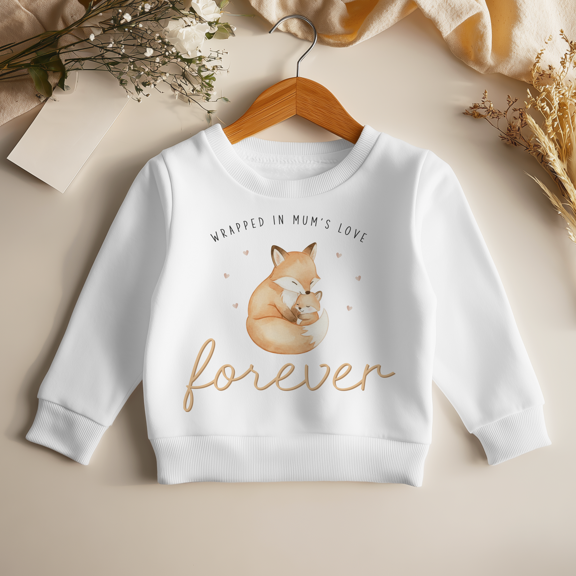 Wrapped In Mum's Love Fox Theme Mother's Day Toddler & Kids Sweatshirt
