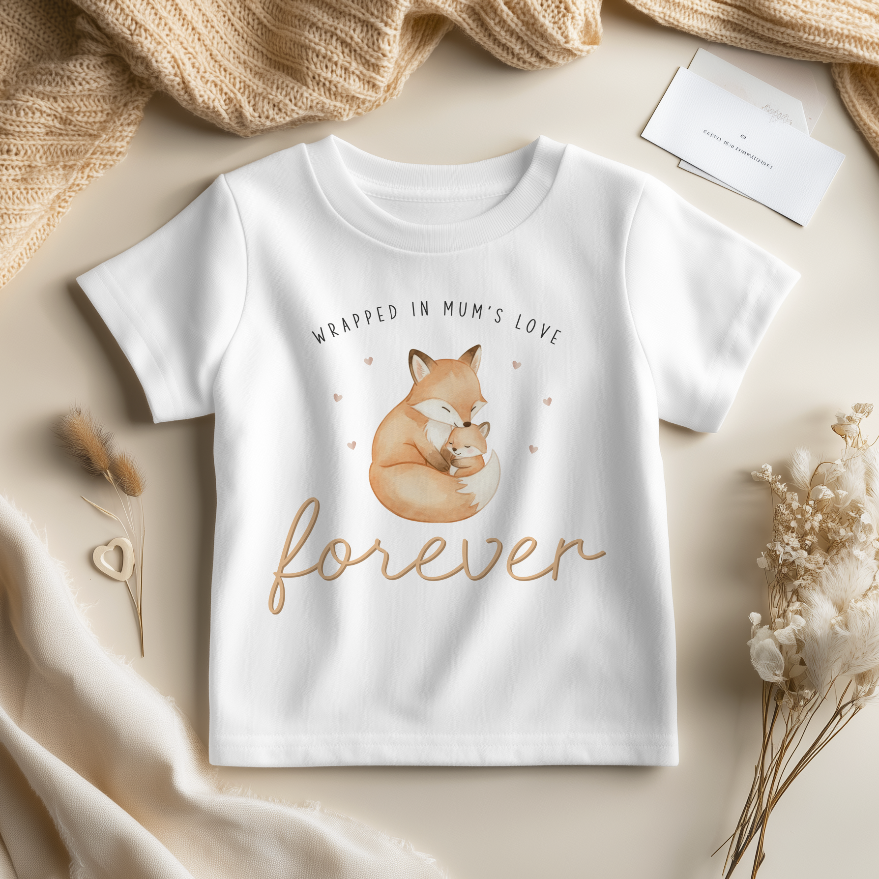 Wrapped In Mum's Love Fox Theme Mother's Day Toddler & Kids T Shirt