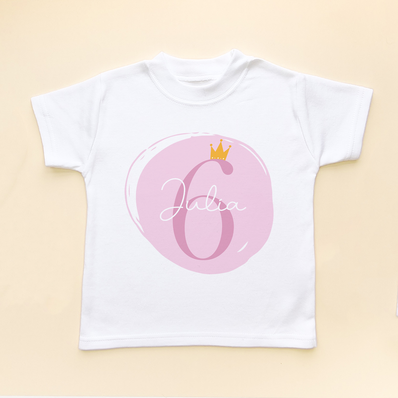 6th Birthday Girl Pink Theme Personalised T Shirt (8792101224728)