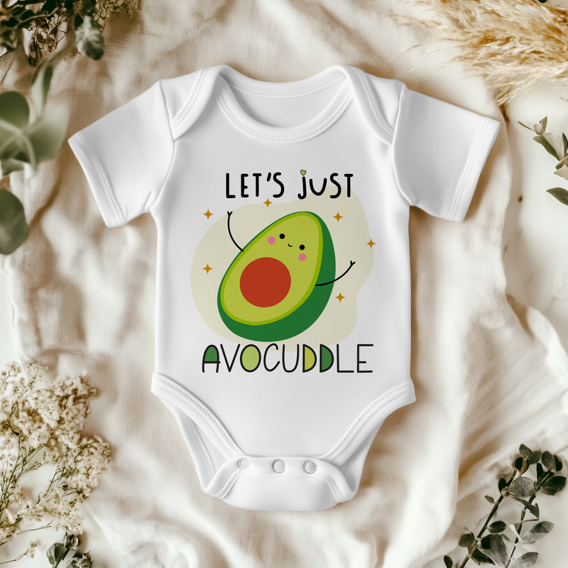 Let's Just Avocuddle, Funny Avocado Quote Baby Bodysuit