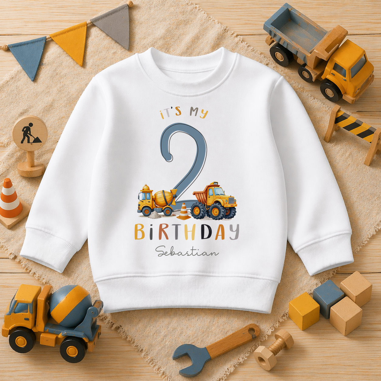 Personalised 2nd Birthday 'It's My Birthday 2' Truck Toddler Sweatshirt for Boys