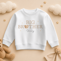Big Brother - Personalised Big or Little Brother Kids Sweatshirt for Boys, Teddy Bear with Name