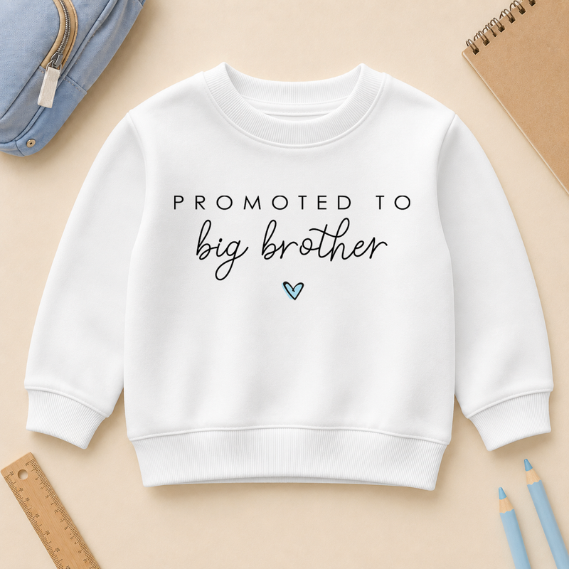 Promoted to Big Brother Kids Sweatshirt for Boys, Blue Heart