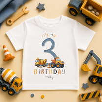 Personalised 3rd Birthday Cement Mixer Tipper Truck Kids T-Shirt for Boys
