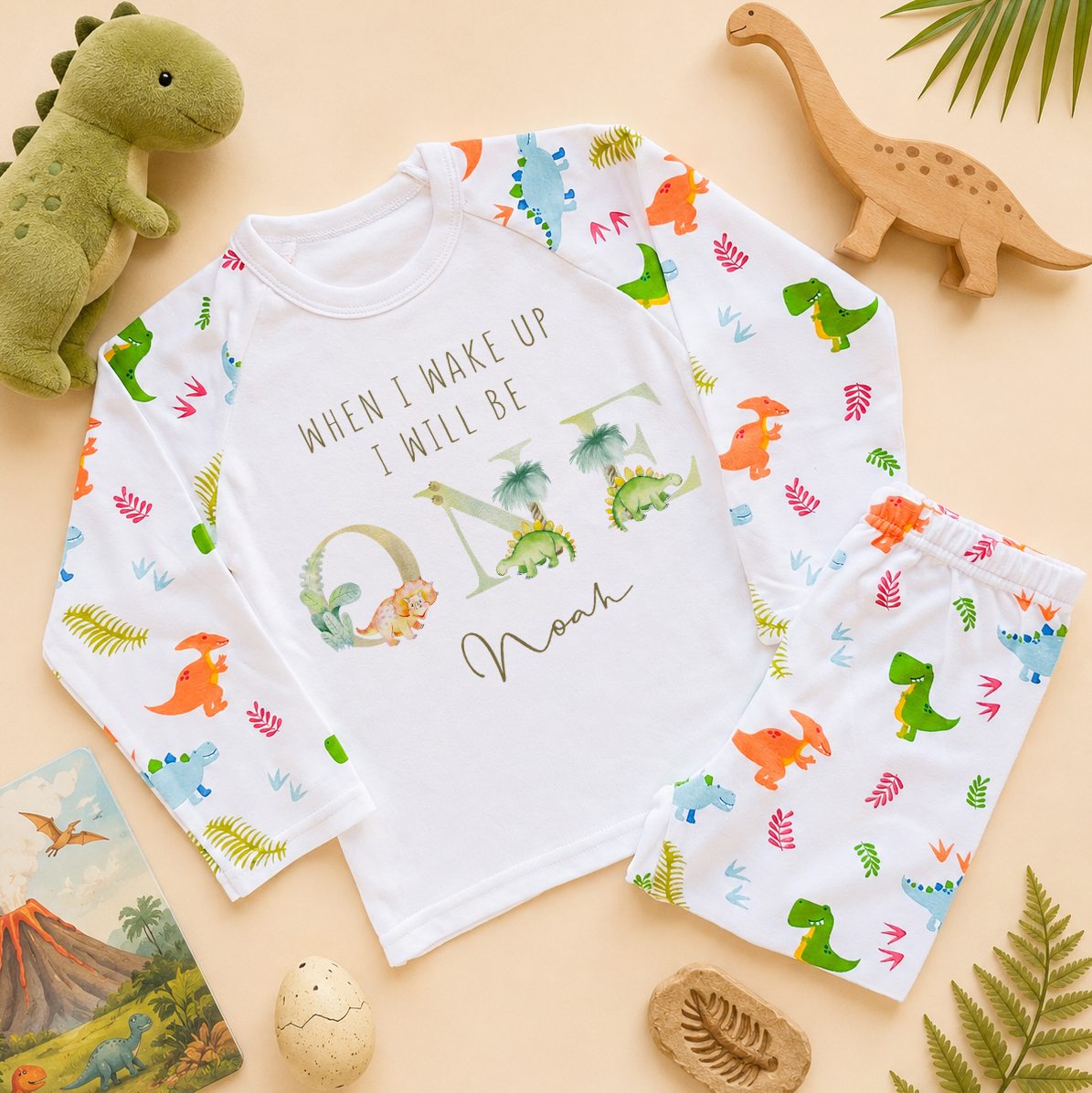 Personalised Toddler 1st Birthday Dinosaur Number One Pyjamas for Toddler & Kids