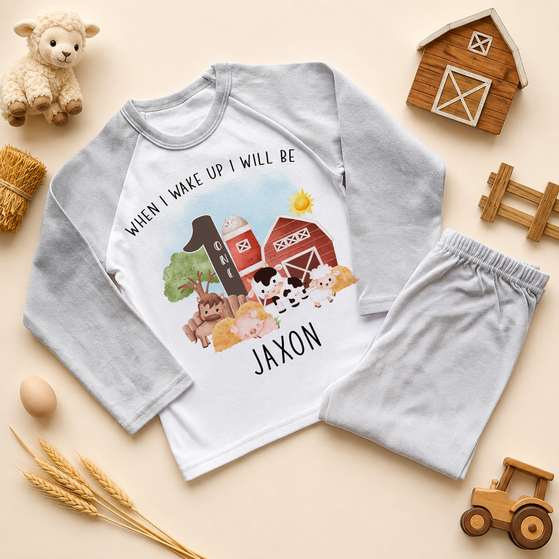 Personalised Toddler 1st Birthday Farm Animals Pyjamas for Kids