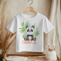 Personalised Cute Sitting Panda with Bamboo T-Shirt for Kids