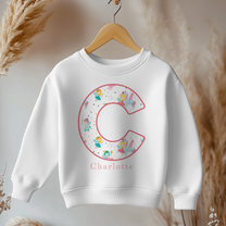 Personalised Kids Fairy Unicorn Initial Letter Sweatshirt for Girls