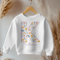 Personalised Rainbow & Floral Initial Sweatshirt for Kids