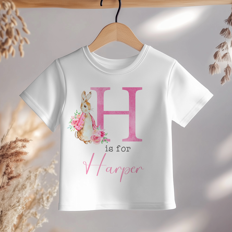 Personalised Name Girl Peter Rabbit Inspired Toddler & Kids T Shirt