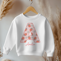 Personalised Kids Pink Strawberry Initial Sweatshirt for Girls