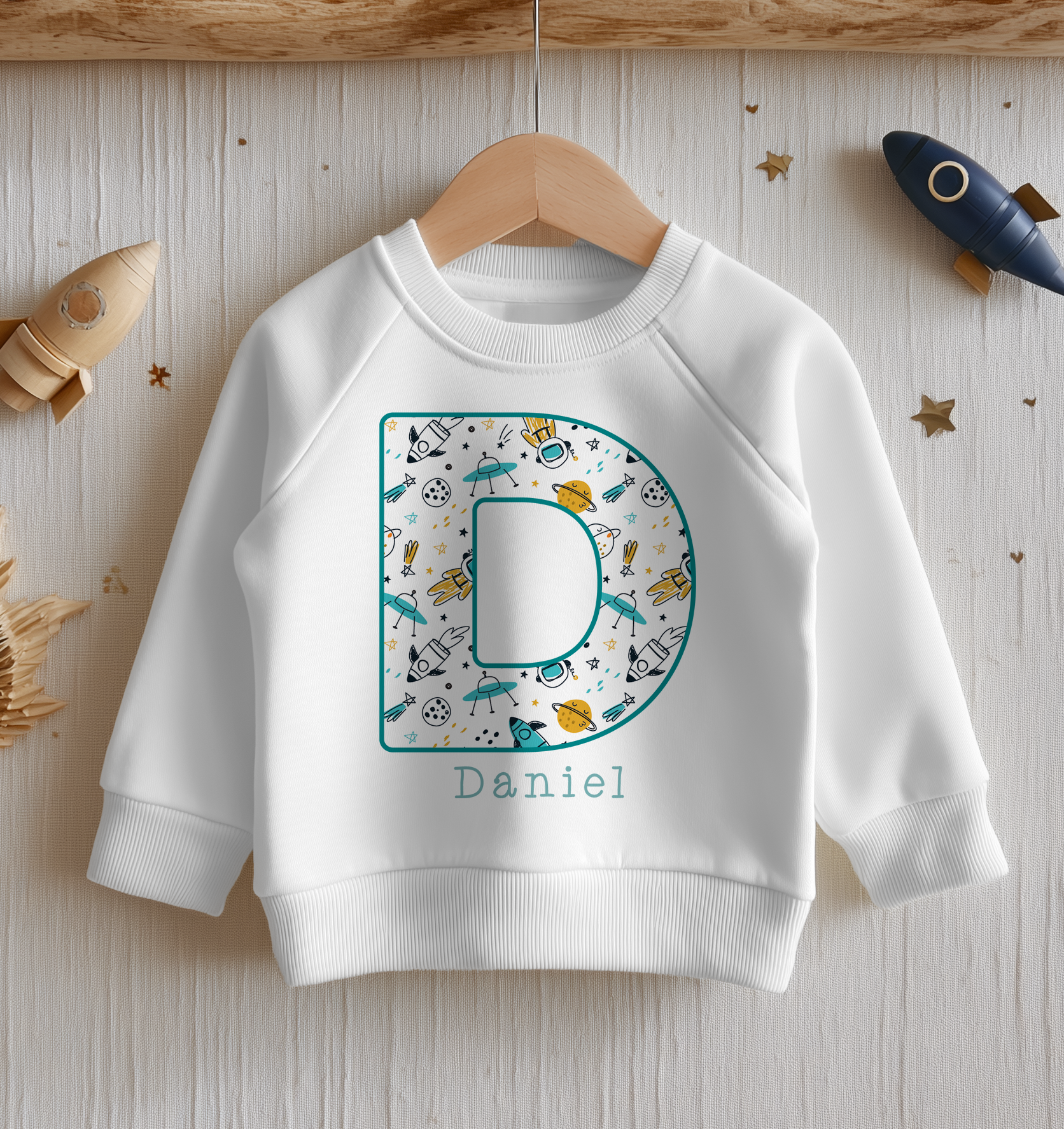 Personalised Space Astronaut Initial Name Sweatshirt for Kids