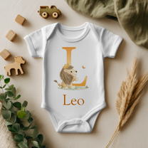 Personalised Crown Lion Initial Name Baby Bodysuit
