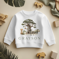 Personalised Baobab Tree Safari Animals Sweatshirt for Toddler & Kids