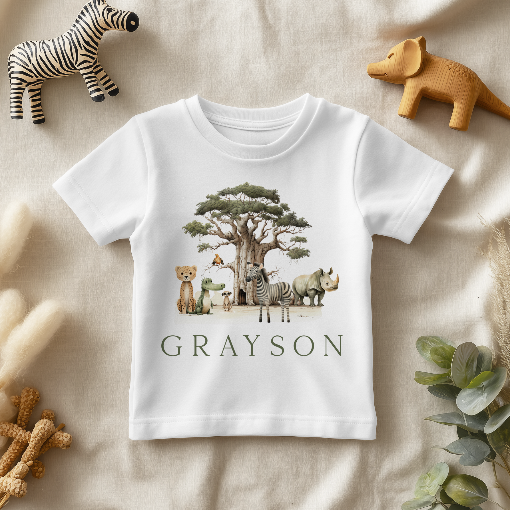 Safari Animals Personalised Toddler & Kids T Shirt