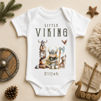 Personalised Viking Baby Vest Bodysuit, Little Warrior with Wolf and Eagle