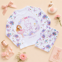 Big Sister - Personalised Big or Little Sister Princess Ballerina Kids Pyjamas for Girls, Castle Print with Name