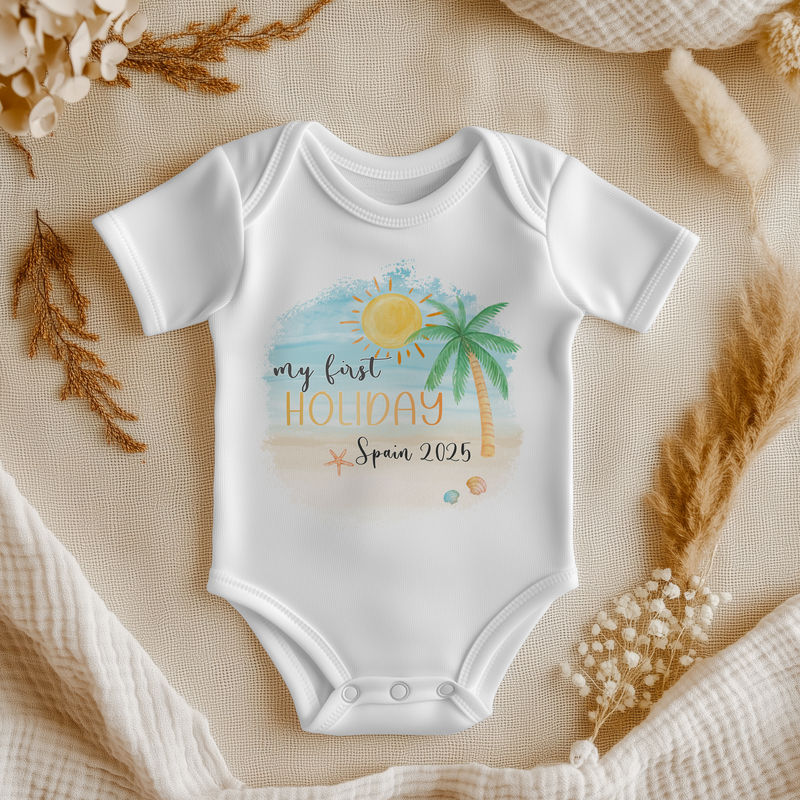My First Holiday Personalised Baby Bodysuit