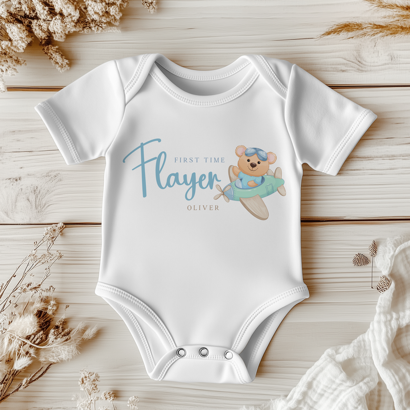 First Time Flyer Holiday Personalised Baby Bodysuit