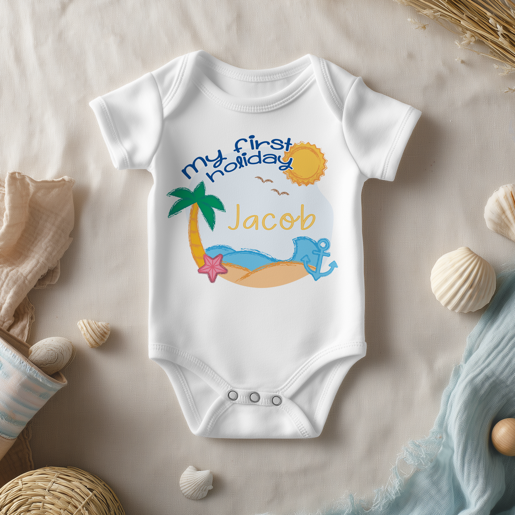 My First Holiday Personalised Baby Bodysuit
