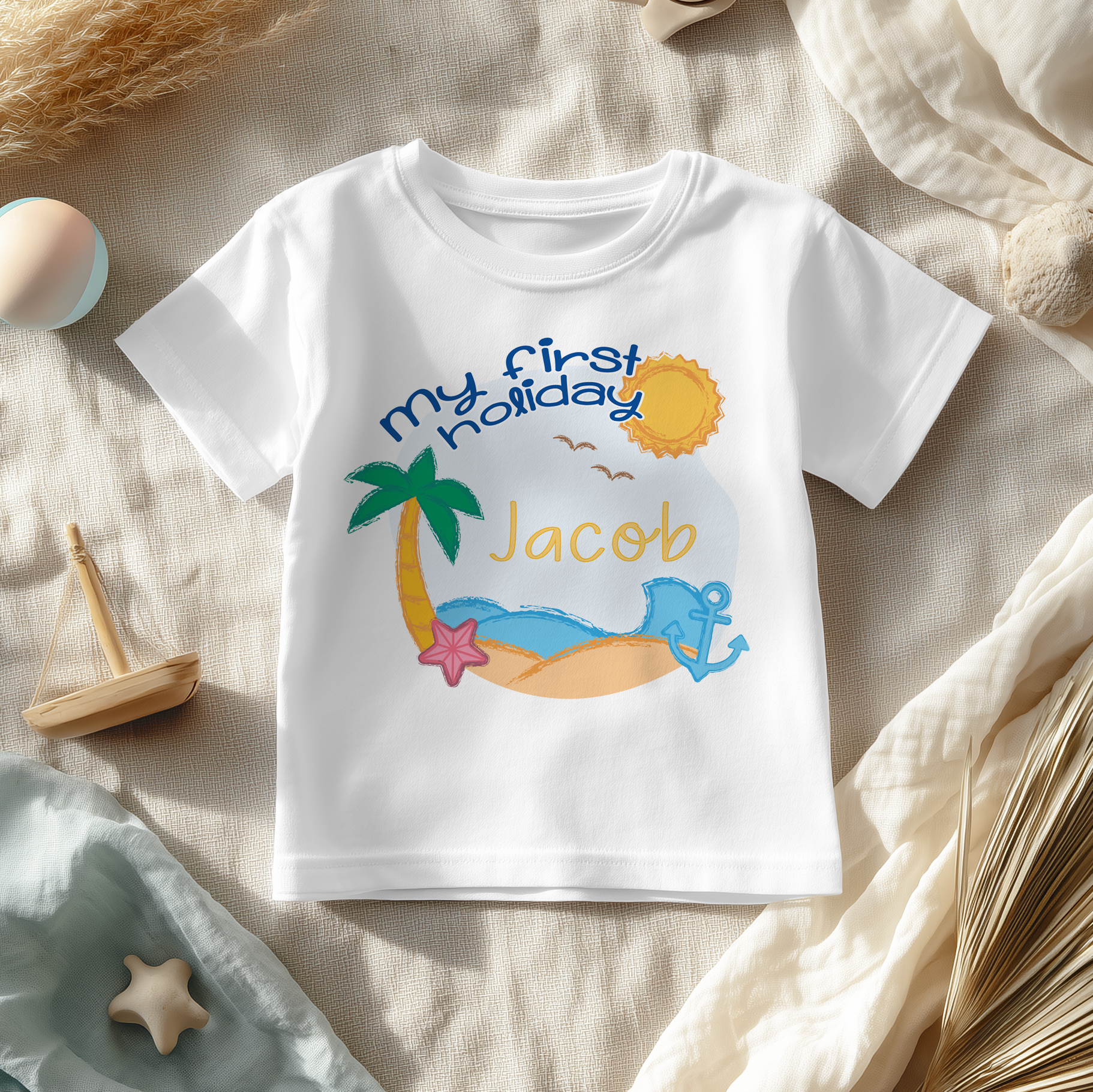 My First Holiday Personalised Toddler & Kids T Shirt